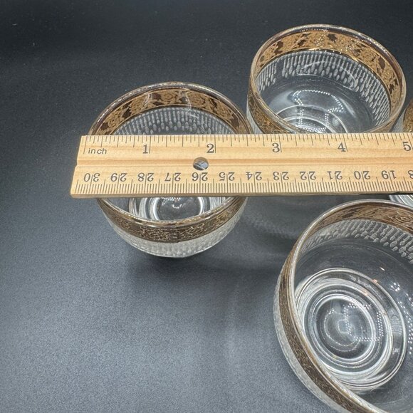 MCM Culver Tylor 22K gold rim ribbed Set of 4 Rolly Polly glasses - Picture 7 of 7